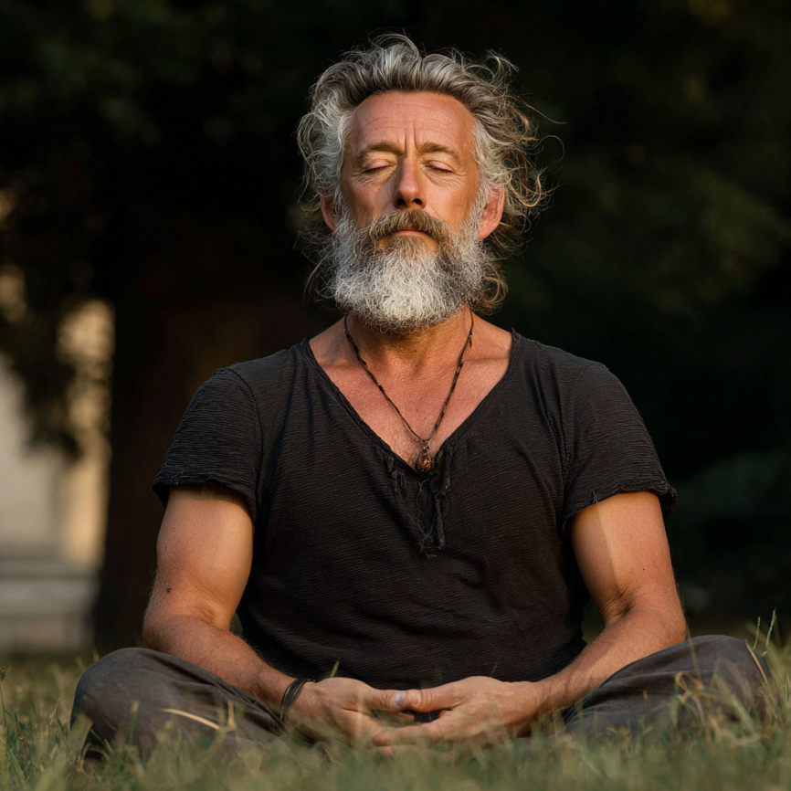 Persoane mature practicând exerciții de respirație